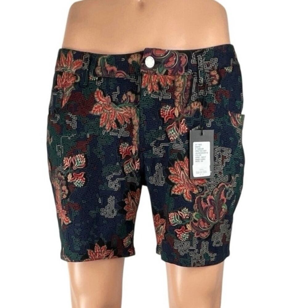 NEW Steele Men's Multicolor Geometric Floral Knit Denim Jean Shorts Size 34